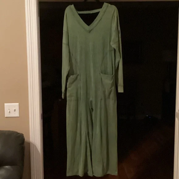 FP Movement by Free People Hot Shot Runner Smoked Pine Wide Leg Jumpsuit - Picture 2 of 7